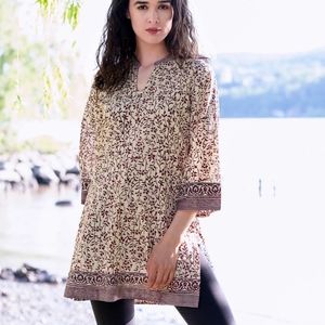 Anokhi | Tops | Anokhi Indian Block Printed Cotton Tunic Top In Twigs M |  Poshmark